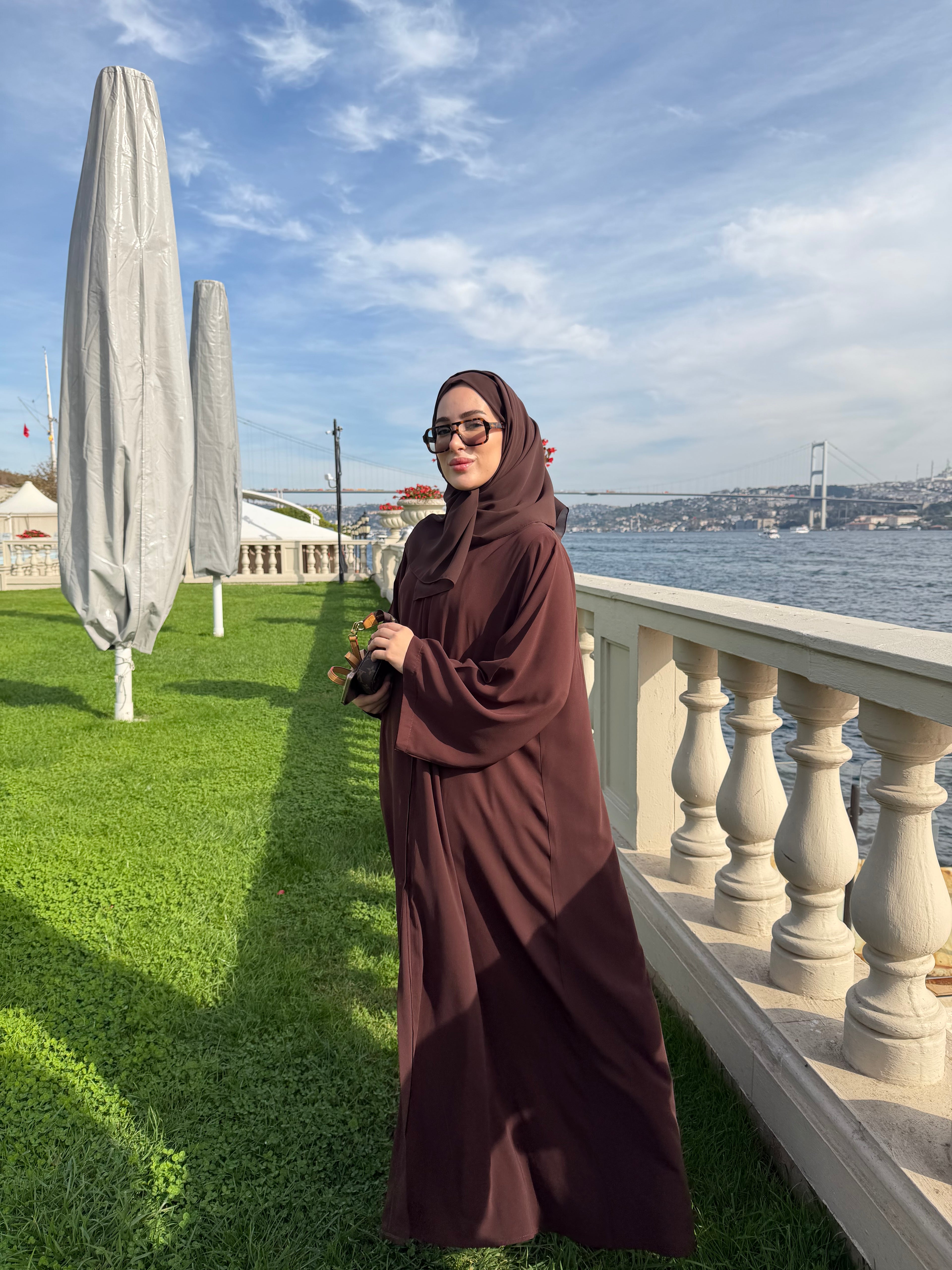 Düz Kahve Abaya