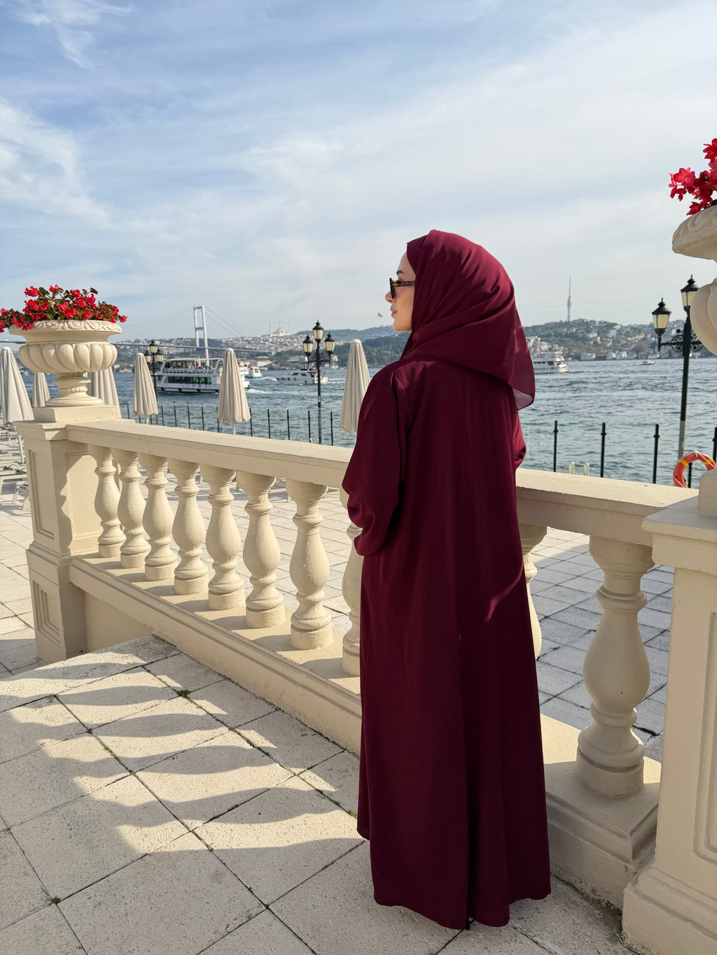 Düz Bordo Abaya