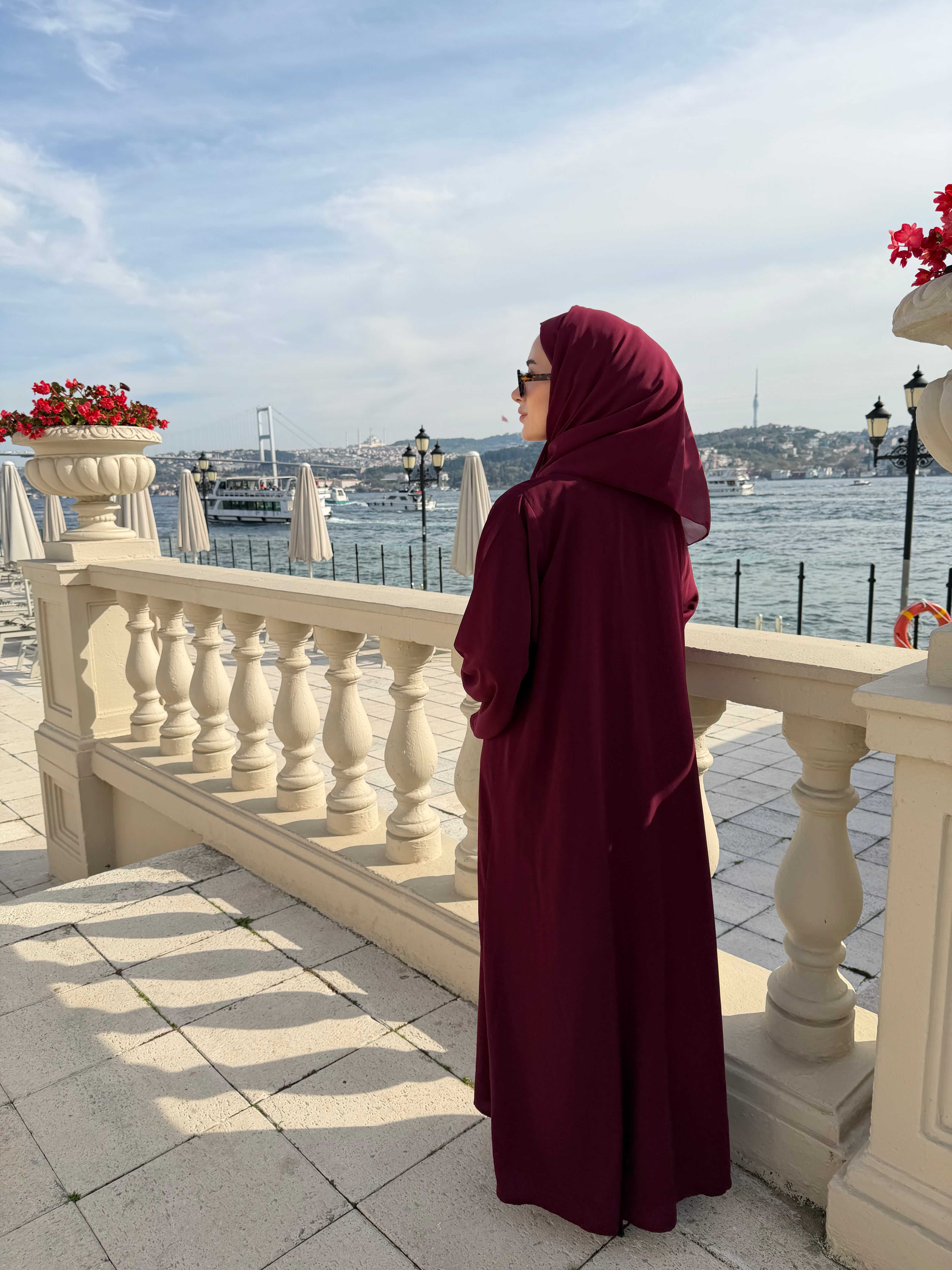Düz Bordo Abaya