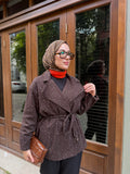 Taşlı Gabardin Ceket (Kahve)