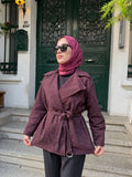 Taşlı Gabardin Ceket (Bordo)