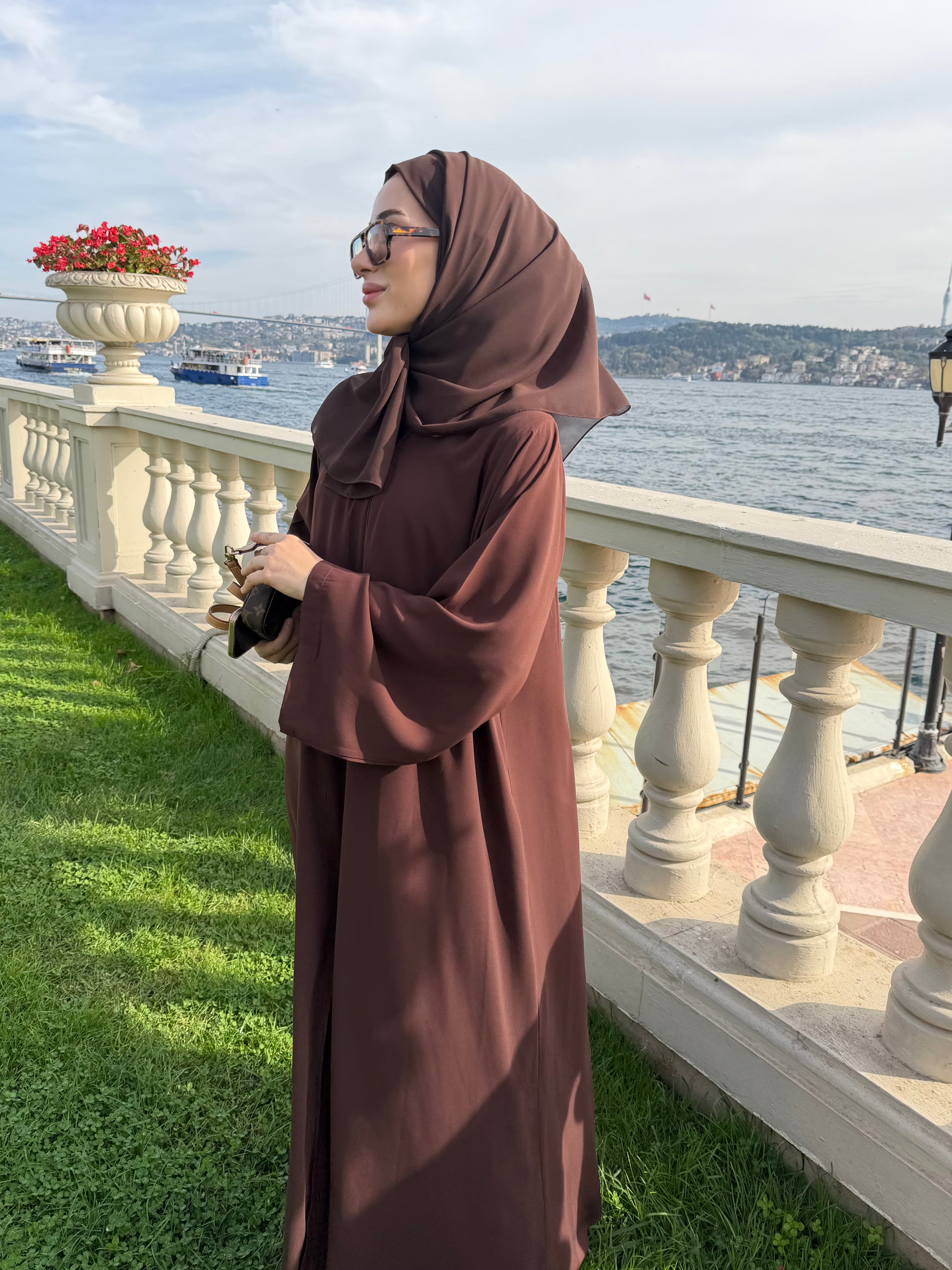 Düz Kahve Abaya