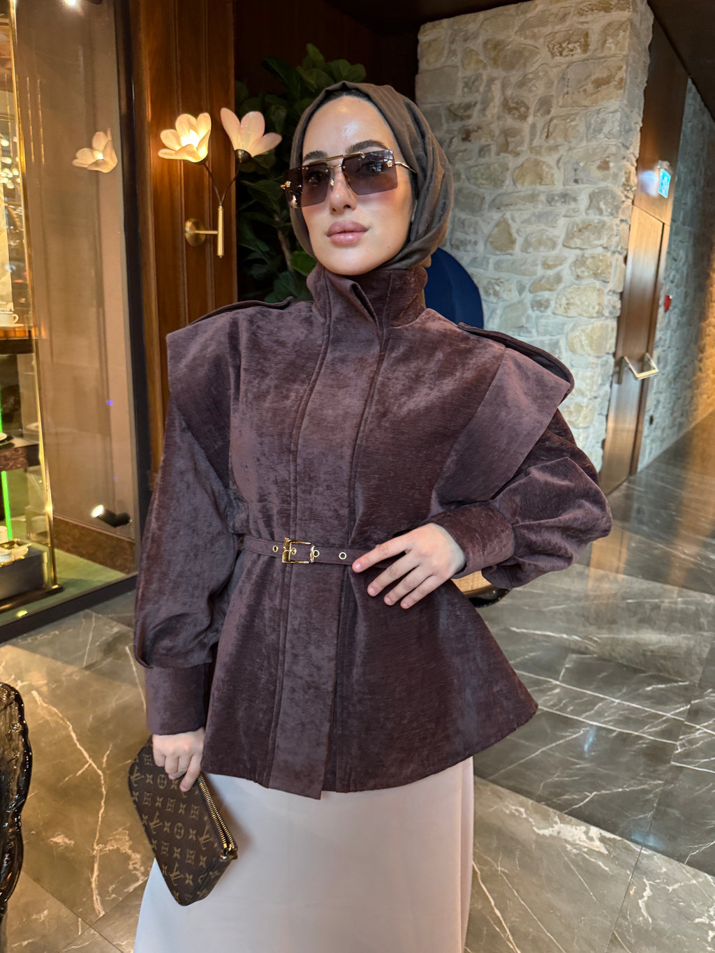 Velvet Aura Kemerli Kadife Ceket