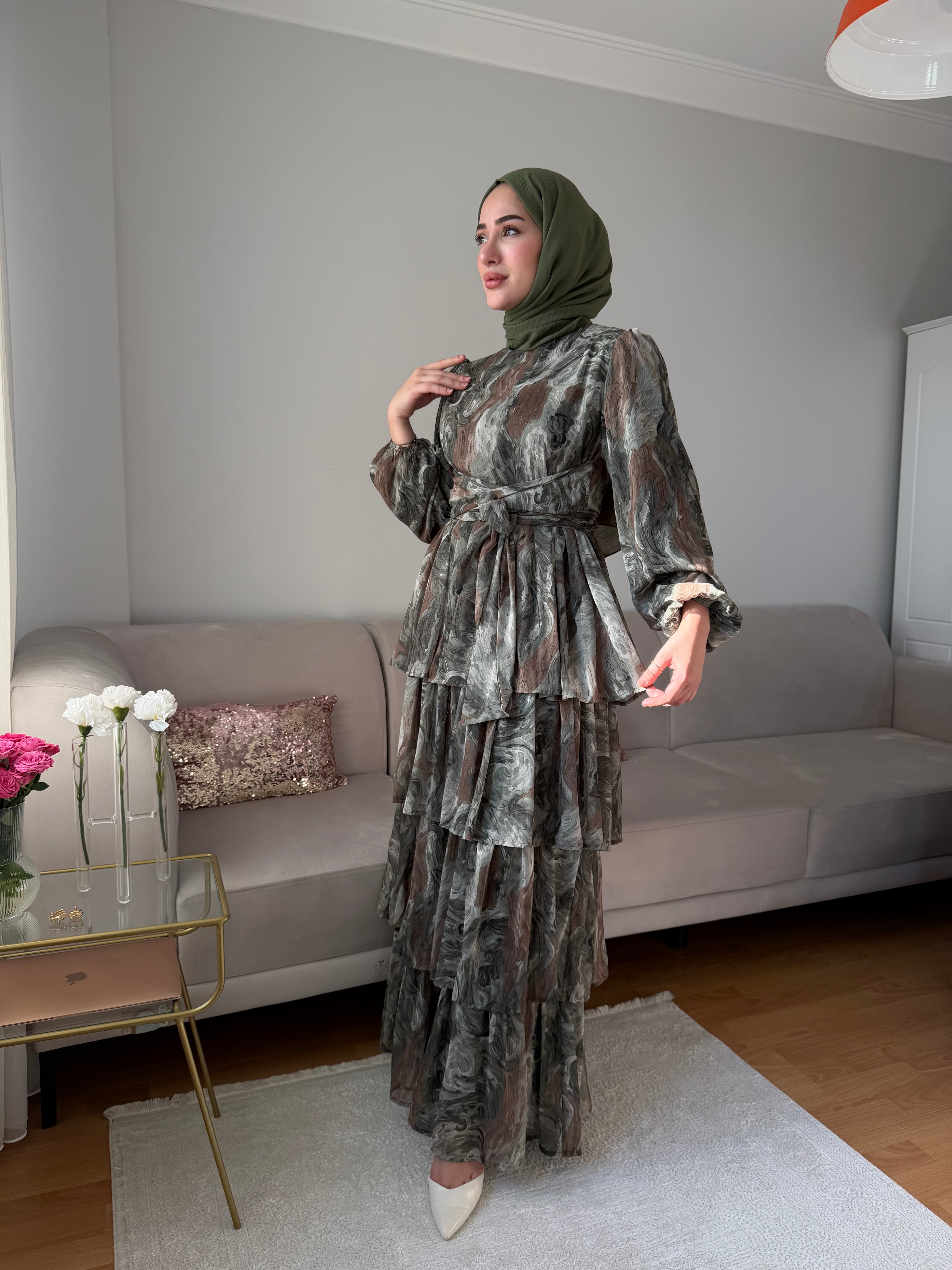 Şifon Elbise (Yeşil)