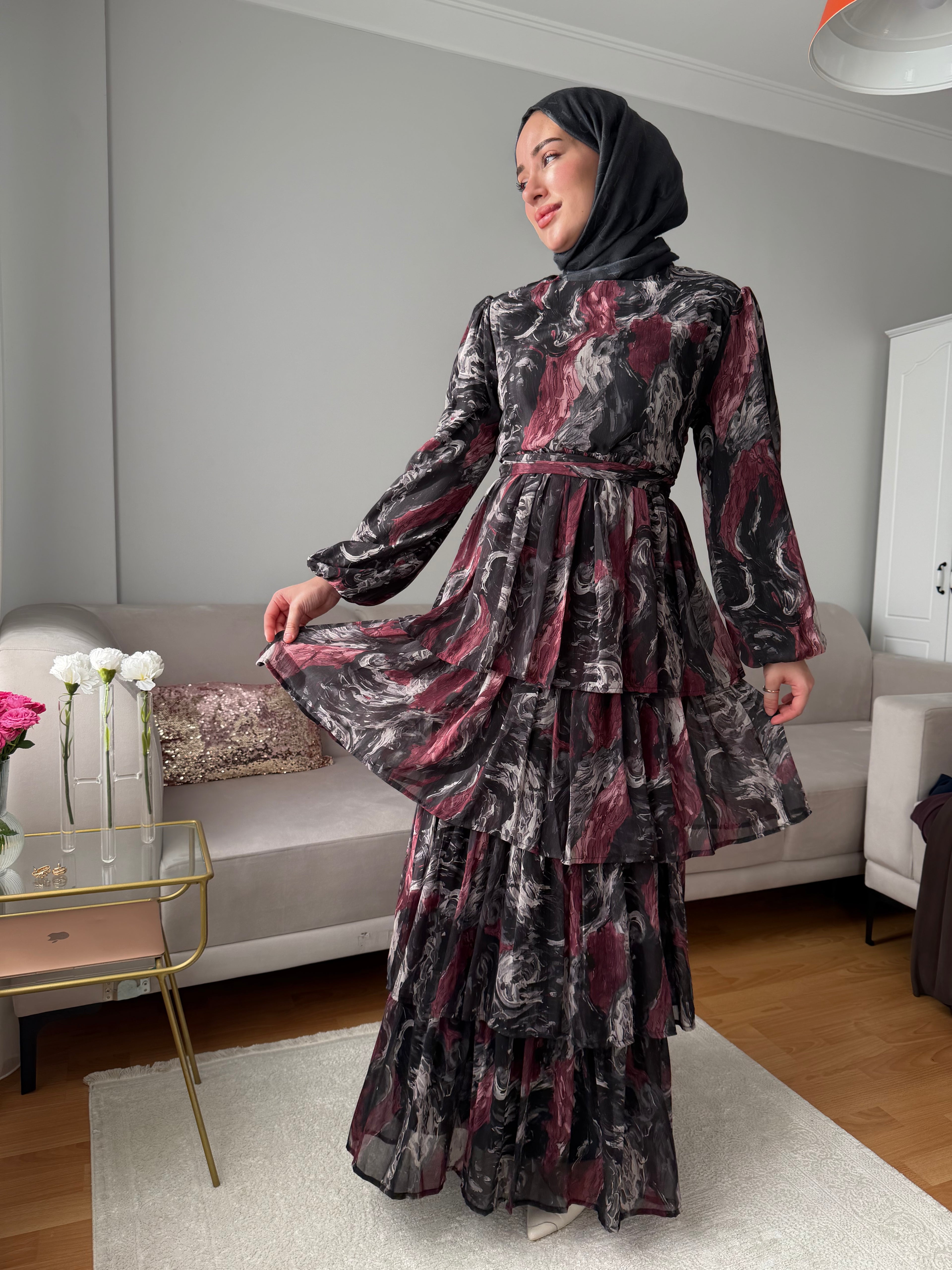 Şifon Elbise (Siyah)