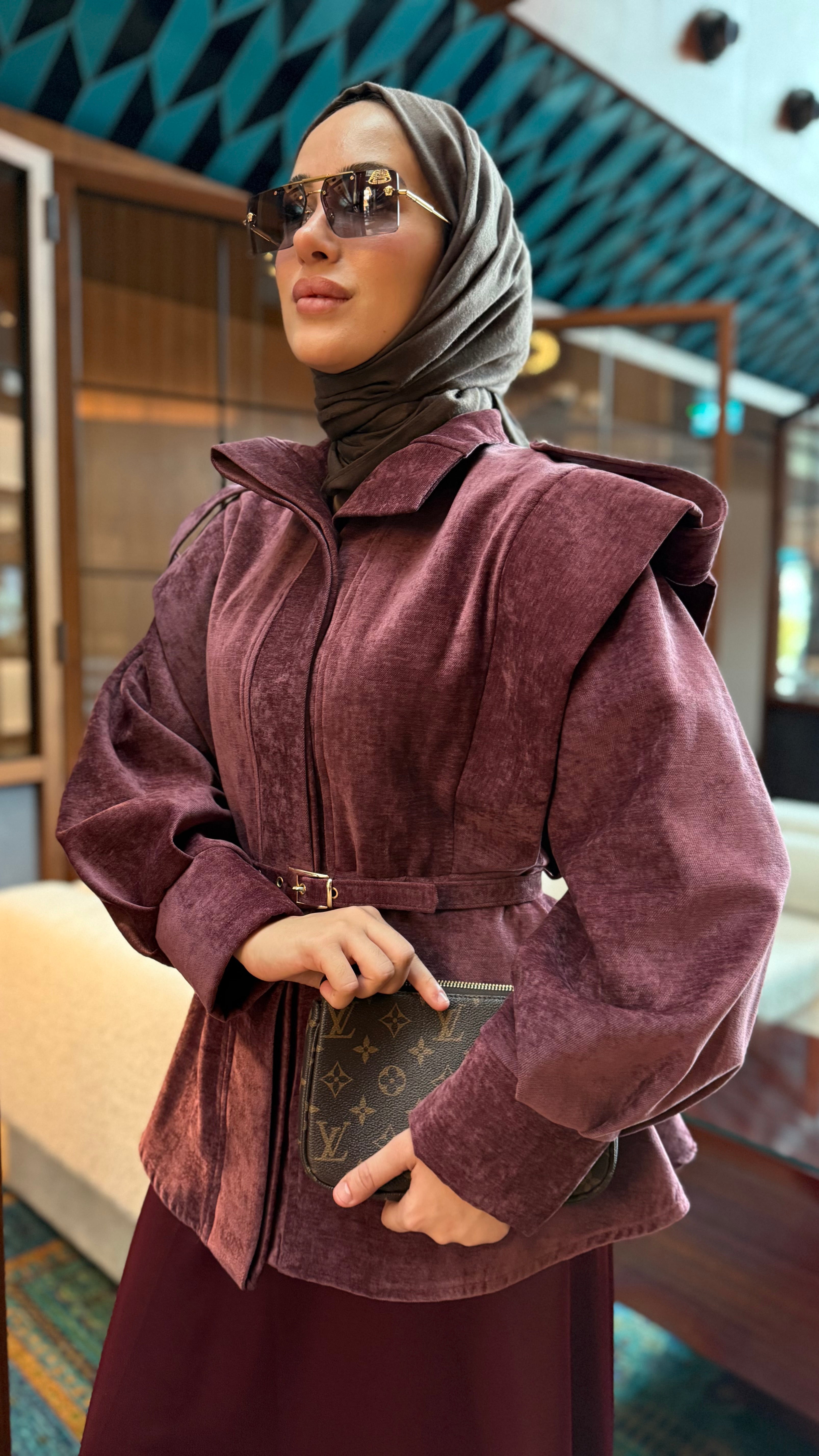 Velvet Aura Kemerli Kadife Ceket