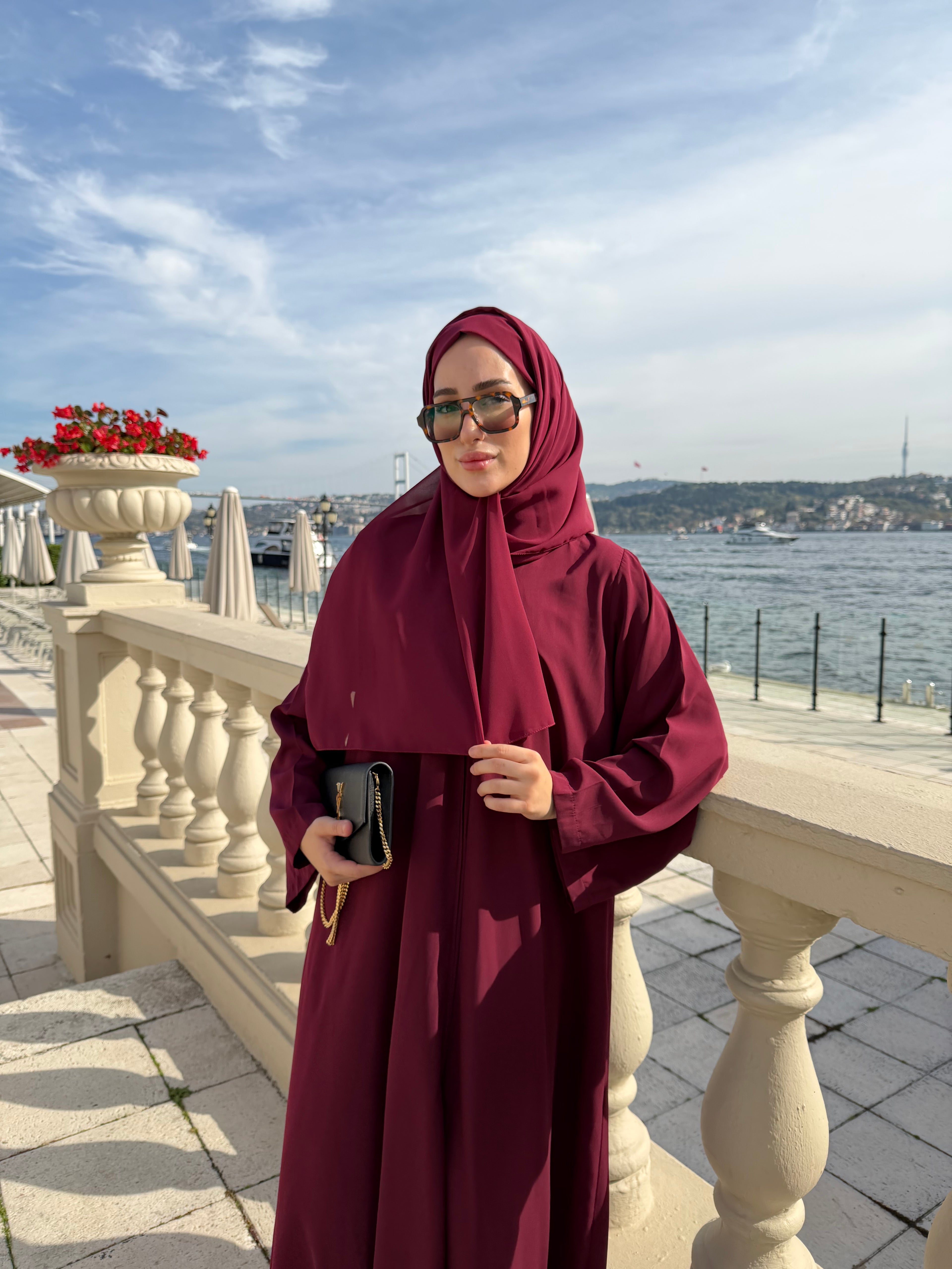Düz Bordo Abaya