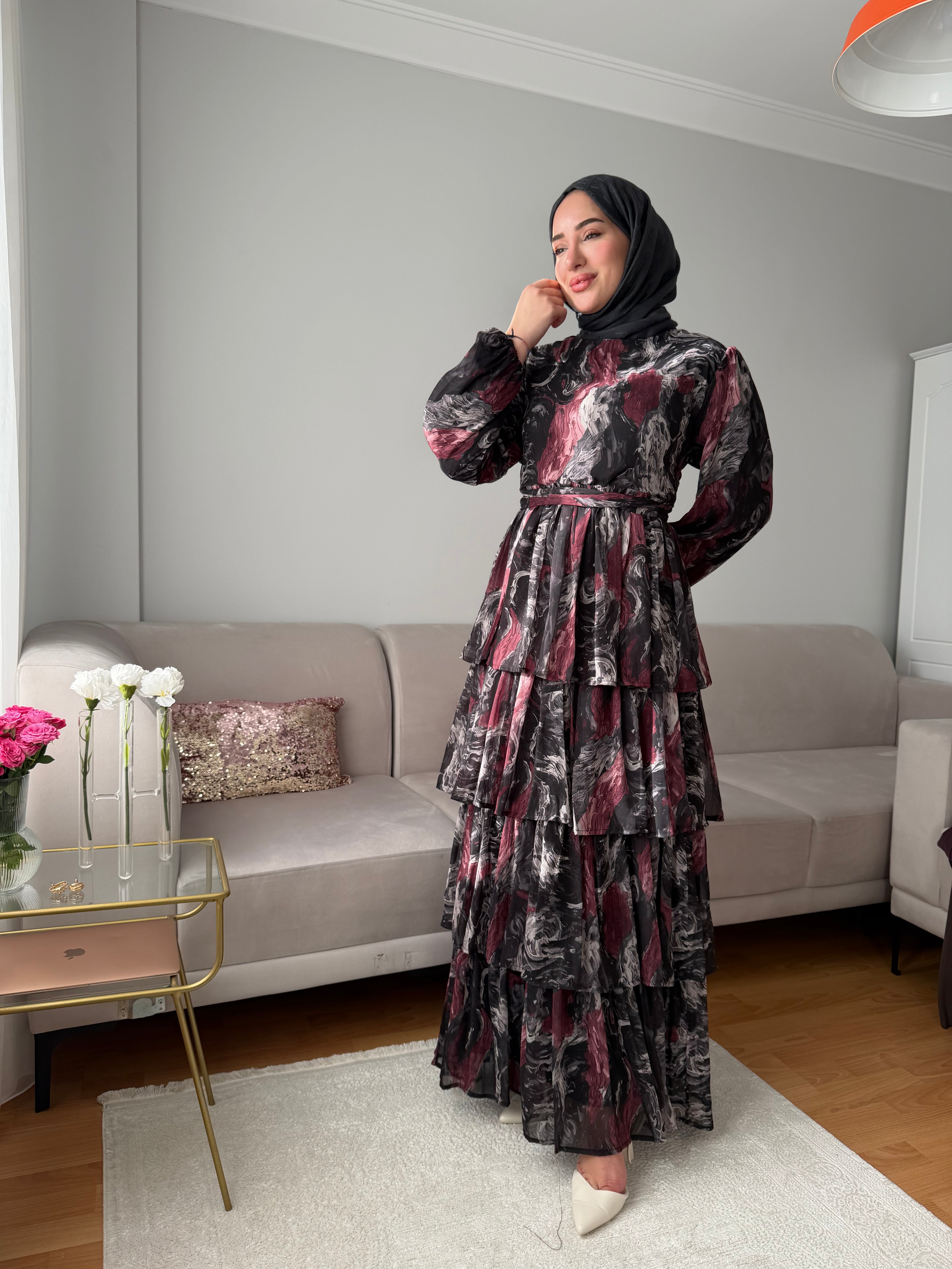 Şifon Elbise (Siyah)