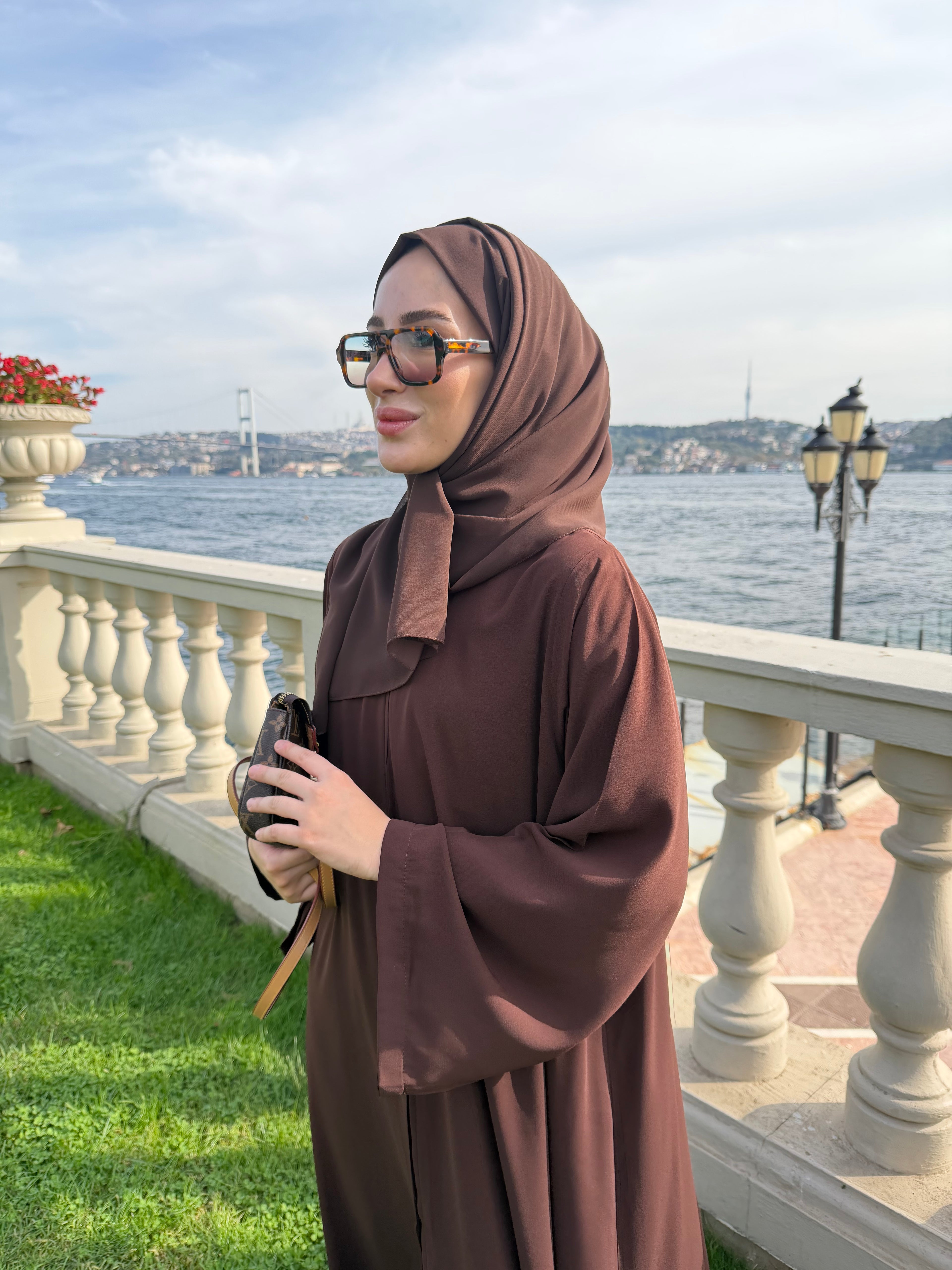 Düz Kahve Abaya