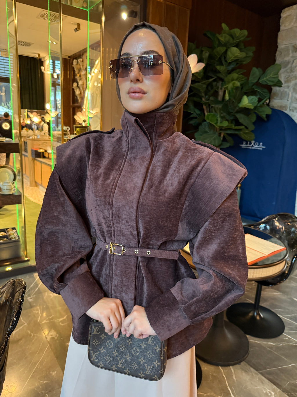 Velvet Aura Kemerli Kadife Ceket